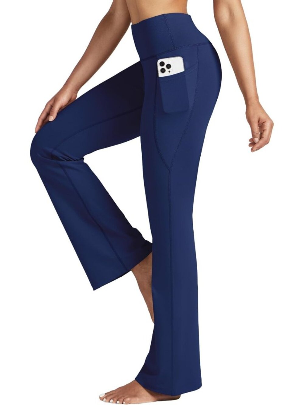 High-Waist Bootcut Yoga Pants with Pockets - Flare Leggings for Tummy Control